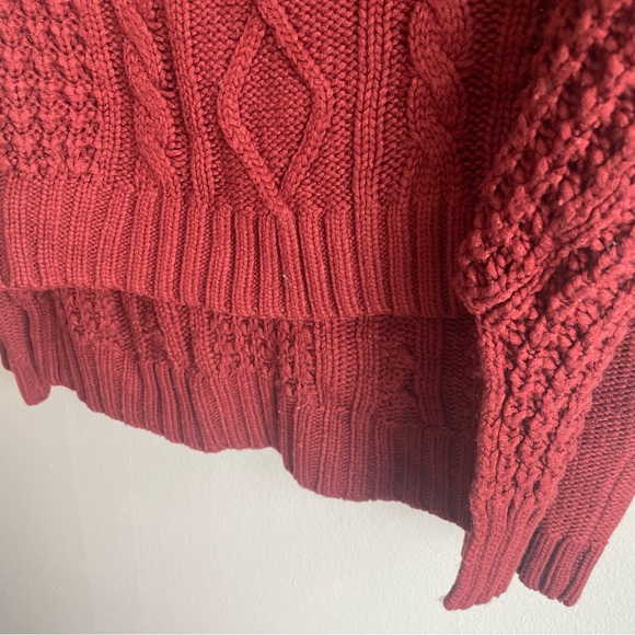 Imported Korean Red Knit Sweater with Drop Shoulders - Picture 5 of 6